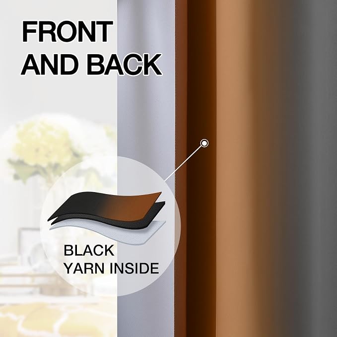 SimpleHome Ombre Burnt Orange and Black Room Darkening Curtains 84 inches | - Image 5