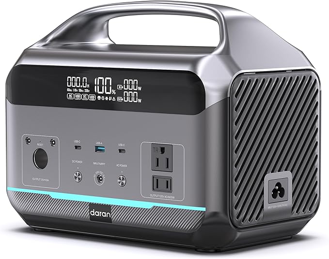 Portable Power Station 600W(1200W Surge), 288Wh(90,000mAh) Solar Generator LiFePO4 Battery with AC Outlets, 1.7H Fast Charging for Home & Emergency, Hurricane, CPAP