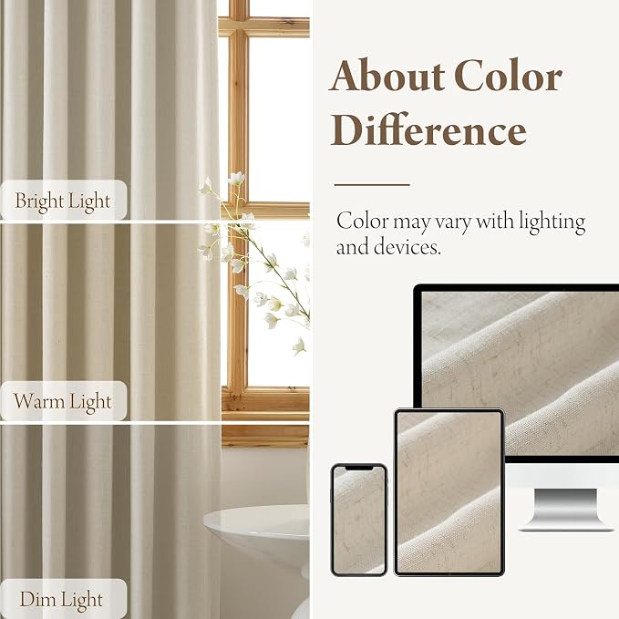 RYB HOME 100% Blackout Pinch Pleated Linen Curtains - Image 7