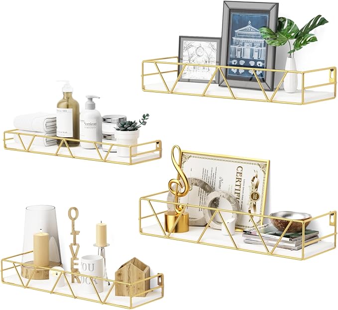Floating Shelves Set of 4, Wood Wall Shelf, Farmhouse Shelf by Amoot