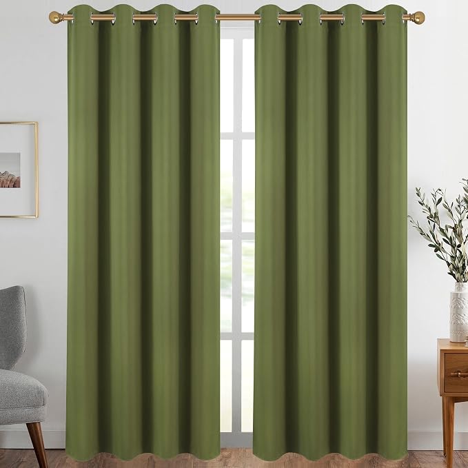 Diraysid Olive Green Grommet Blackout Curtains by Diraysid%2C+refresh+your+life