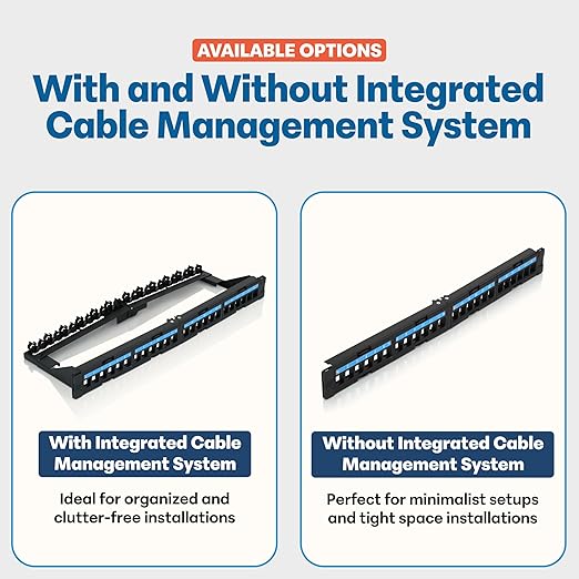 Everest 24 Port Keystone Patch Panel (2-Pack) - Removable 6-Port Panels - Use with Slim Profile Keystones ONLY (Wider Jacks May not fit Side by Side)