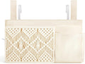 Mkono Bedside Caddy, Macrame Hanging Organizer, 4 Pockets Ivory Metal Hooks | by Mkono