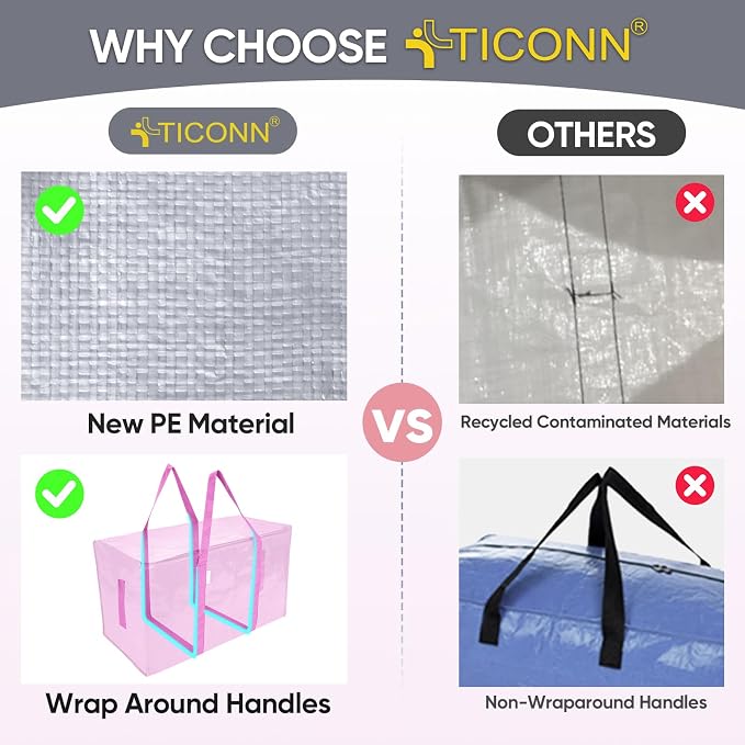 TICONN 4 Pack Extra Large Moving Bags Heavy Duty - Image 4