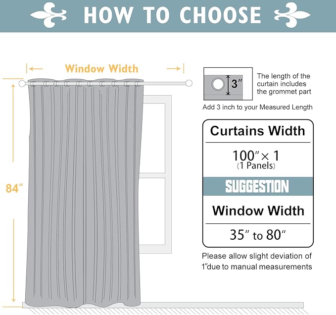 ChrisDowa Room Divider Curtains 84 Inches Long Sliding Door Curtain 1 Panel | - Image 6