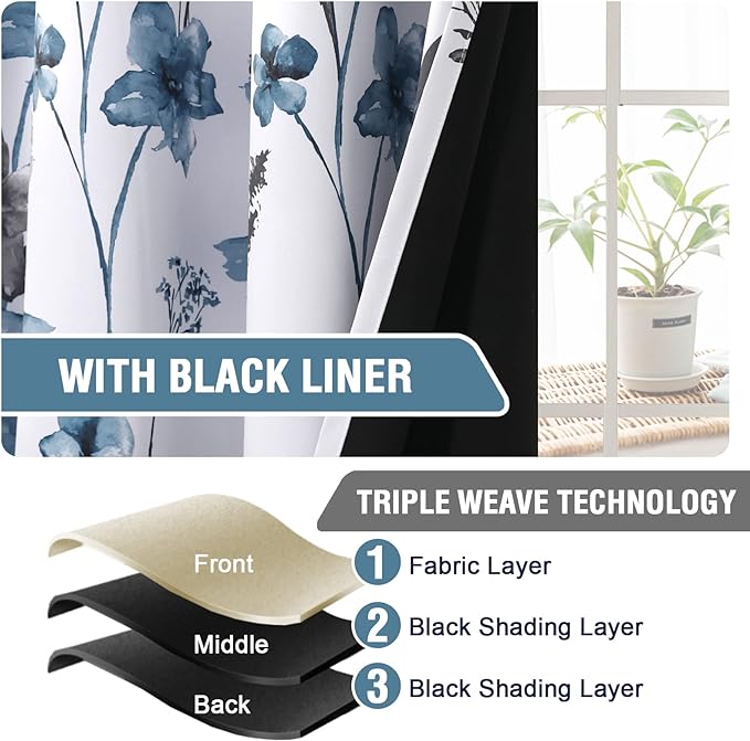 H.VERSAILTEX 100% Blackout Curtains 108 inch Length 2 Panels Set Cattleya - Image 5