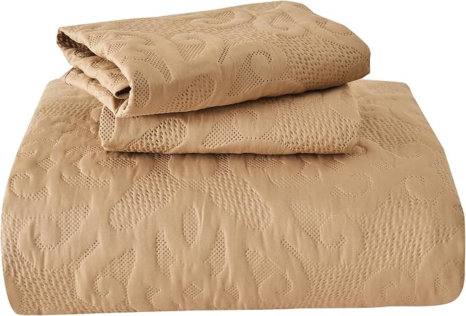 Kingnex Oversized King Bedspreads 128x120 Khaki | Lightweight, Extra Wide Quilt - Image 6
