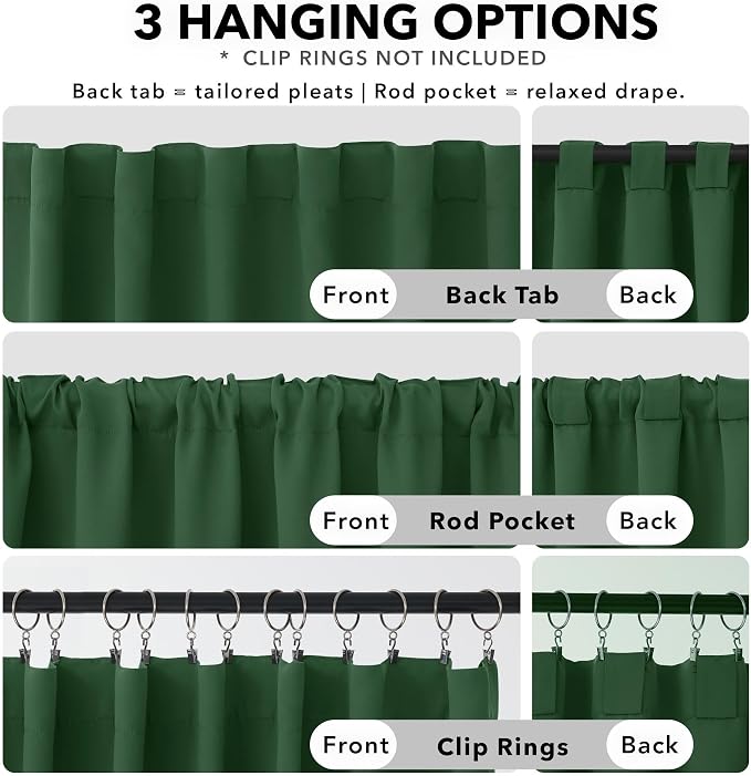 Deconovo Blackout Curtains for Bedroom Solid Room Darkening Rod Pocket and Back - Image 2