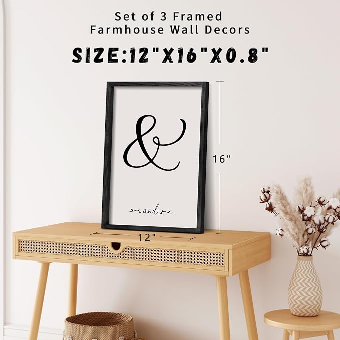 Houmury Set of 3 Framed Wall Decor Farmhouse Wall Art You & Me Always and - Image 7