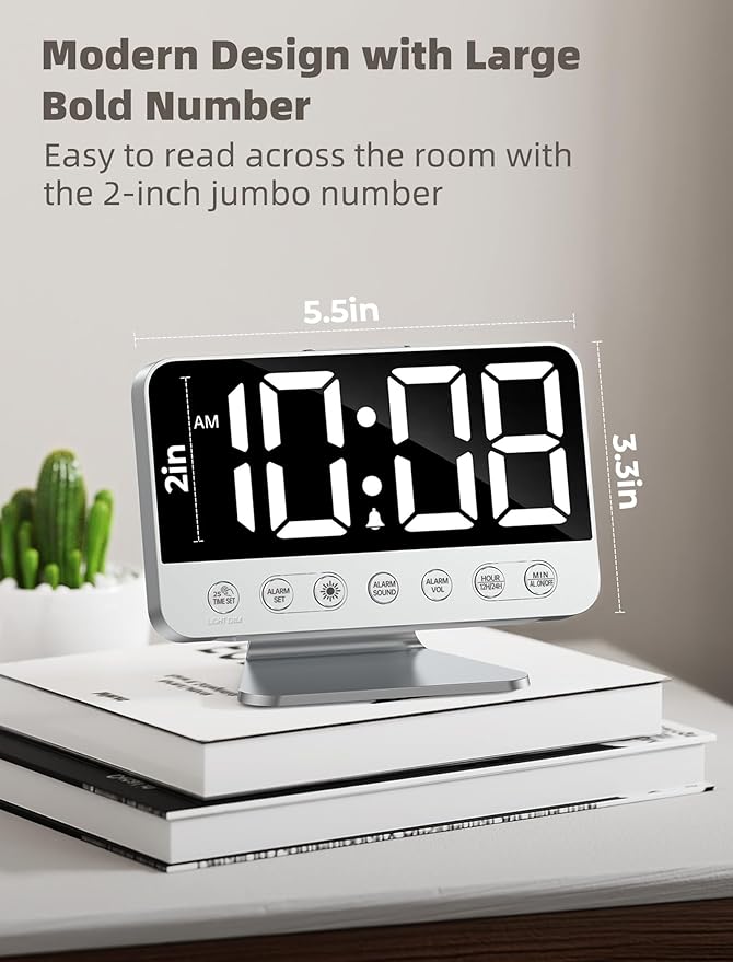 Odokee Digital Alarm Clocks for Bedrooms: Easy to Read Across The Room | Large - Image 2