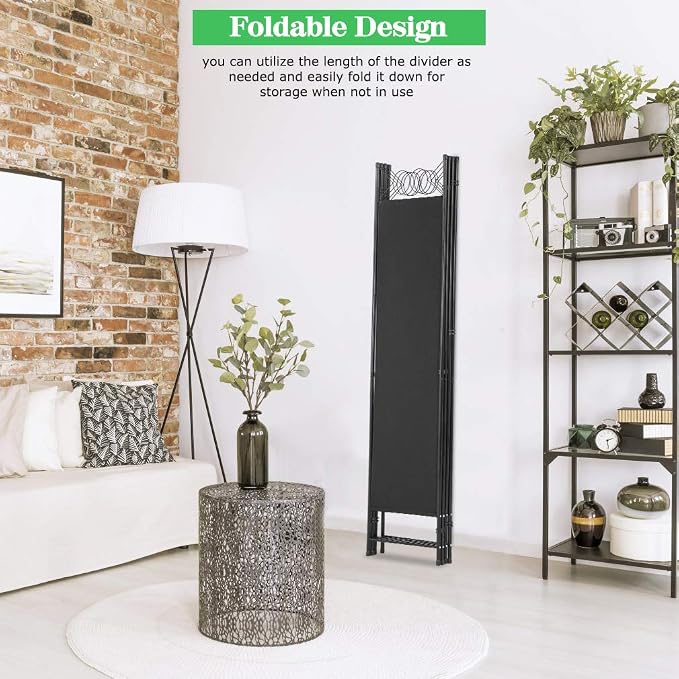 4 Panel Room Divider 6.8FT Steel Frame Screen Folding Privacy Divider - Image 5