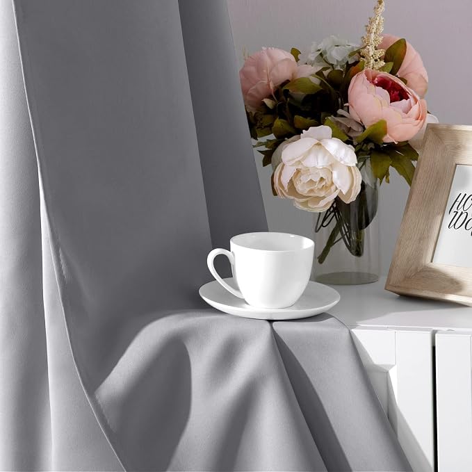 HOMEIDEAS Light Grey Blackout Curtains 42 X 63 Inch Length Set of 2 Panels Room - Image 7