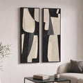 Framed Black Beige Abstract Long Vertical Wall Art by Cuspin