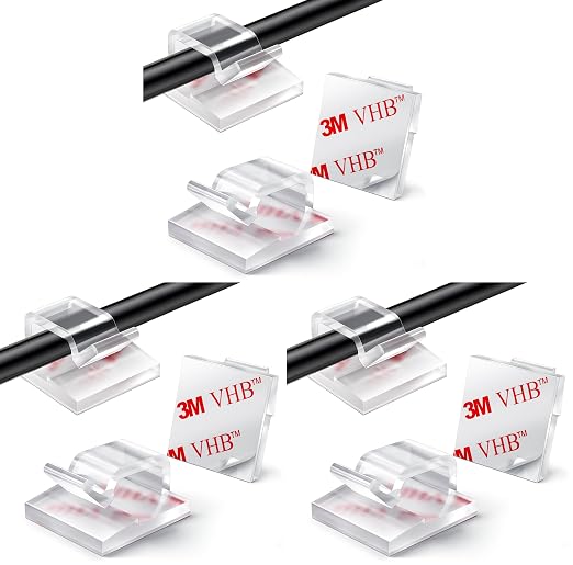 KGROTE 100PCS Cable Clips, Adhesive Wire Clips Strong Cord Clips Wire Holders by CABLECLIPS