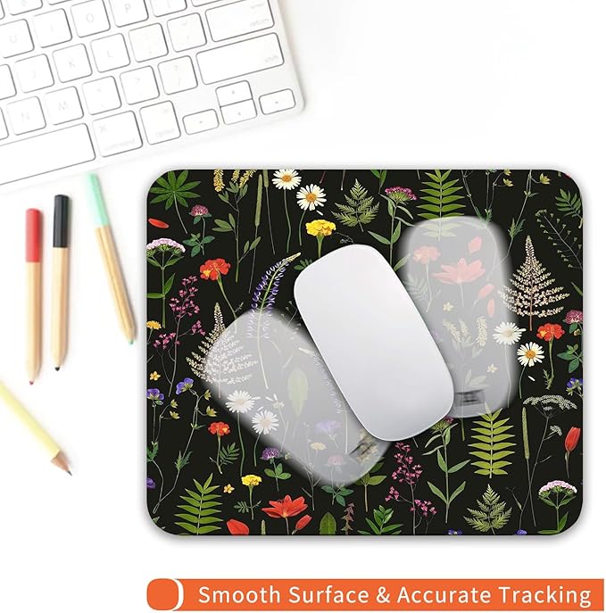 Armanza Square Mouse Pad Flowers,Personalized Premium-Textured Custom Mouse Mat Design,Washable Mousepad Cloth,Non-Slip Rubber Base Computer Mouse Pads for Wireless Mouse