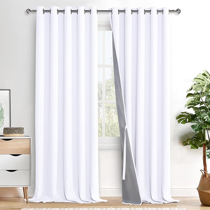 XWZO White 100% Blackout Curtains by XWZO