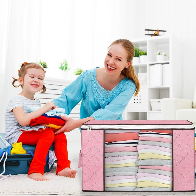 90L Large Storage Bags, 6 Pack Clothes Storage Bins Closet Organizers | oldable - Image 6