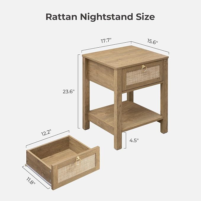 SICOTAS Rattan Nightstand Set of 2 - Image 2
