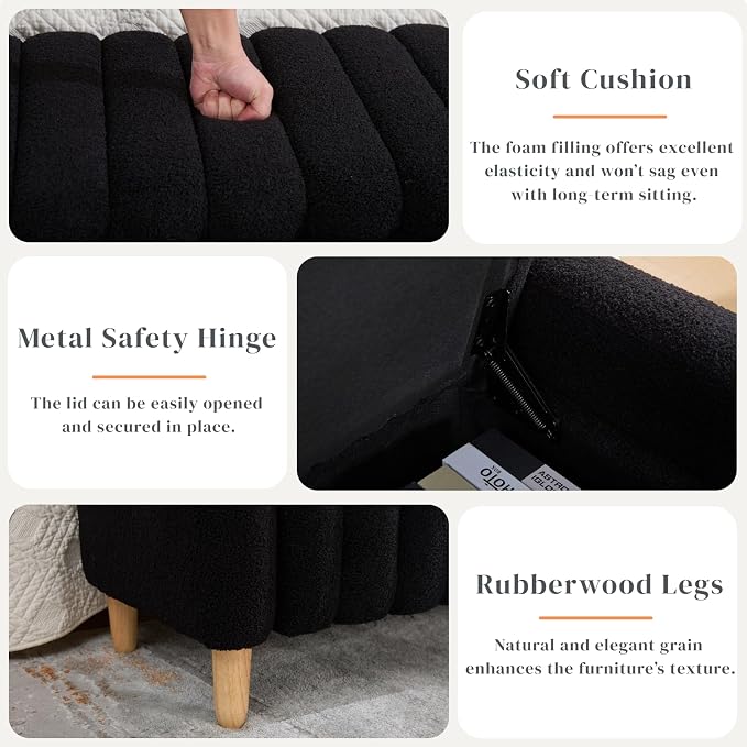 Aoiy & Wifon 63.4" W Large Storage Ottoman Bench, King Size End of Bed Storage - Image 3