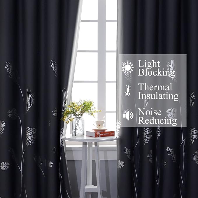 Silver Palm Tree Unique Design Pattern Blackout Curtains Energy Saving Curtains - Image 6