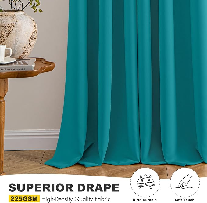 MIULEE Blackout Curtains for Bedroom 2 Panels 40 x 54 Inch Long Teal | Thermal - Image 5