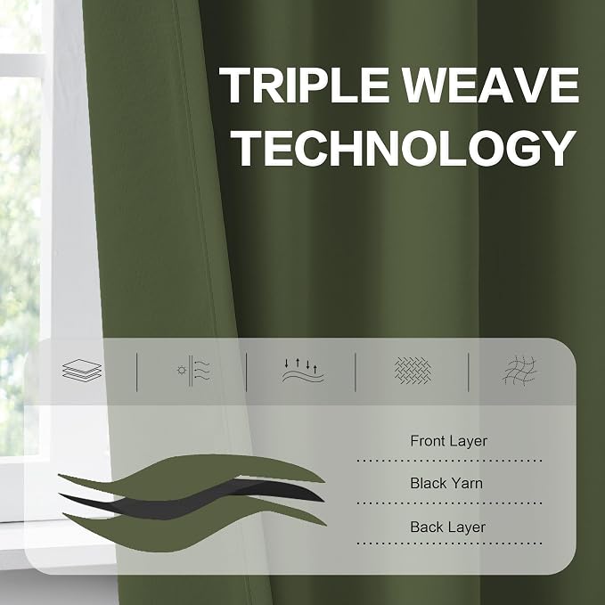 Olive Dark Green Curtains 120 Length 2 Panels, 52 by 120 Inches Long - Image 4