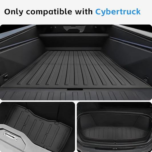 3Pcs for Tesla Cybertruck Trunk Mats Accessories 2024 2025 Custom Fit All Weather TPE Cargo Liner,Heavy Duty Pickup Truck Bed/Lower/Frunk Mat