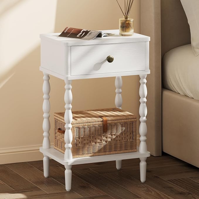 Yoobure White Nightstand with Drawer - Image 8