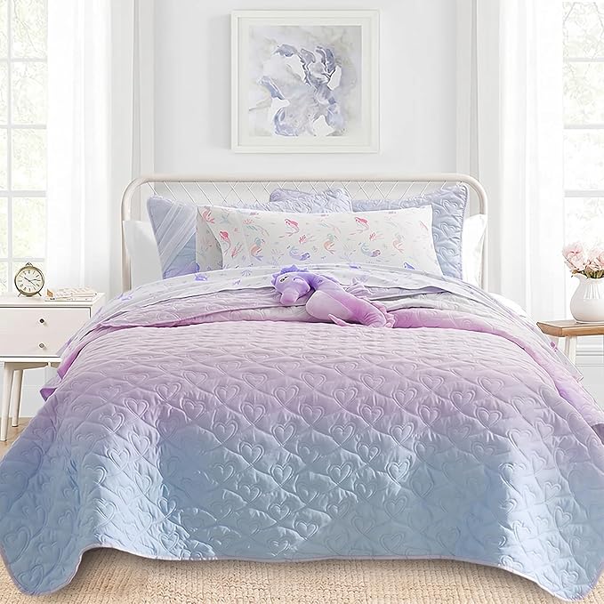 Twin Size 2 Piece Quilt Set, Bailey Printed Bedding Coverlet Set, Lightweight by SchnauzerHome