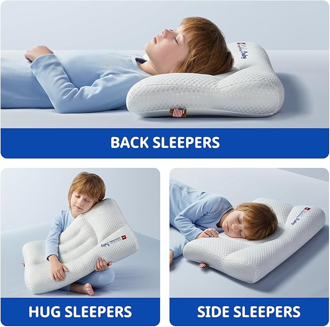 Toddler Pillow with Pillowcase, Breathable & Cozy Machine Washable Kids Pillow with Pillowcase, 21.6x13.8 Ergonomic Children Pillow for Boys and Girls Aged 3-8 (Rabbit, Height 2)