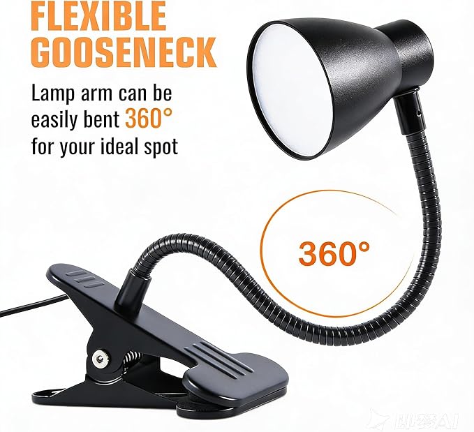 2 Pack Clip Desk Lamp, Ultra-Flexible Gooseneck Clip Reading Lights, - Image 9