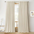 RYB HOME Beige Velvet Curtains 100 inches Long, Long Floor Length Drapes | Room by RYBHOME