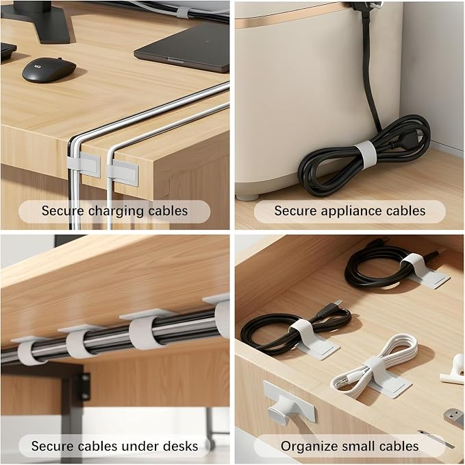 100 Pcs Cable Management Under Desk, Hook and Loop Cable Straps, Residue-Free - Image 5