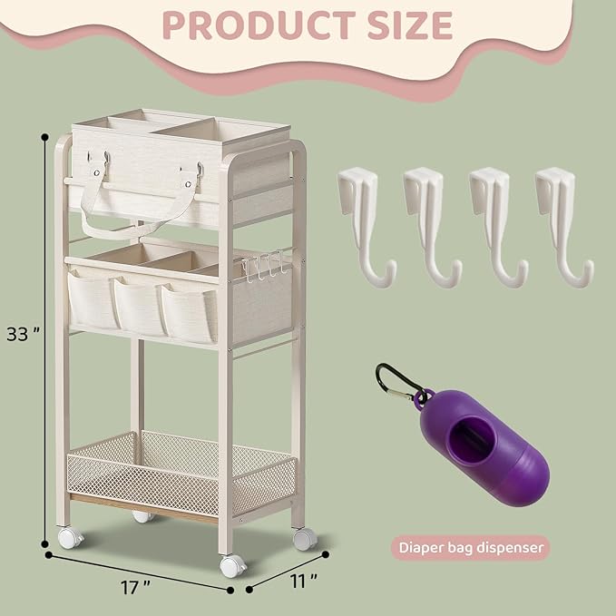 Baby Diaper Caddy Organizer and Storage, 2In1 Baby Cart Organizer-Baby Diaper - Image 2