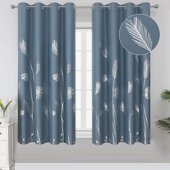 Stone Blue Blackout Curtains for Living Room, Room Darkening Curtains by ESTELARTEXTILER