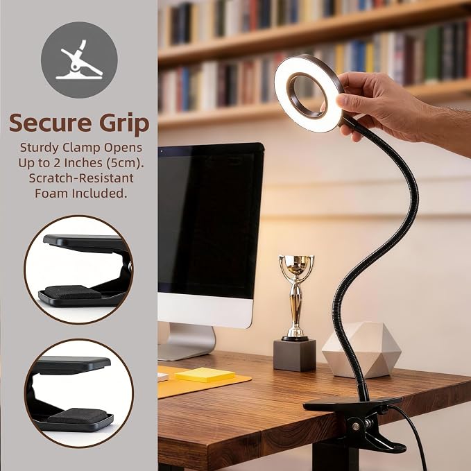 LED Desk Lamp with Clamp, Clip on Book Light - Image 7