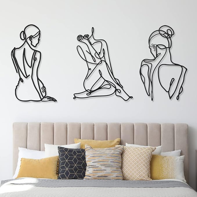 Photect 3 Pcs Metal Wall Art Decor Minimalist Abstract Woman Wall Art Metal - Image 7
