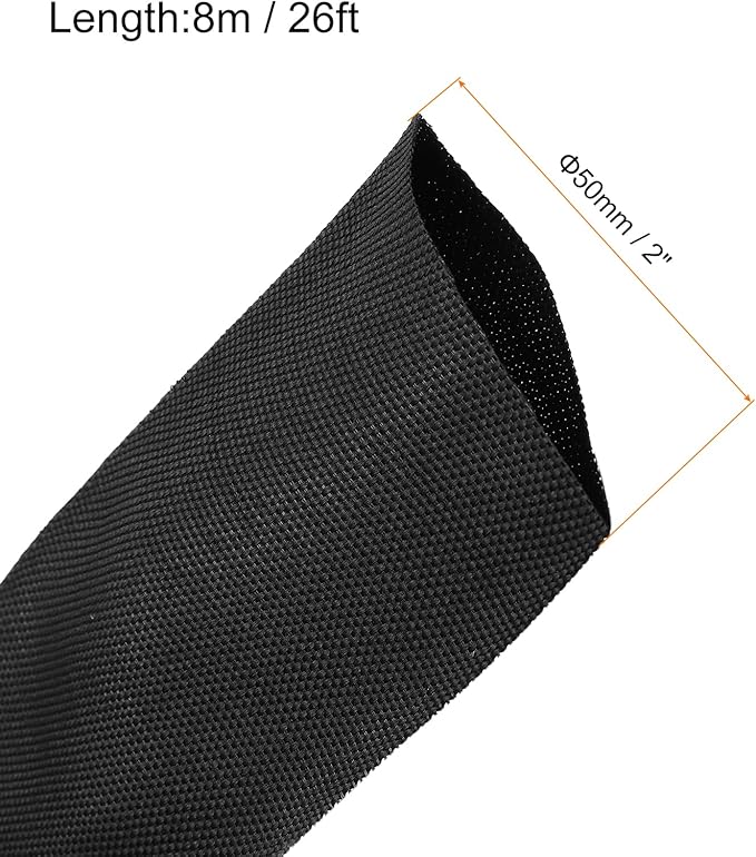 MECCANIXITY Braided Cable Sleeves Heat Shrinkable Fabric Sleeving, 2" 26ft Black 2:1 Ratio Heat Shrinkable Cord Protector for Harness Cable, Network Cable Protection, Cable Management