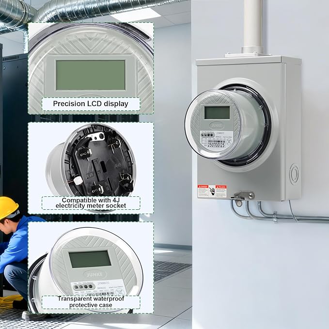 Digital Electric Meter for RV & Home, 240V, CL200 KWH Watt Meter for RV Pedestal & Household Electricity Monitoring