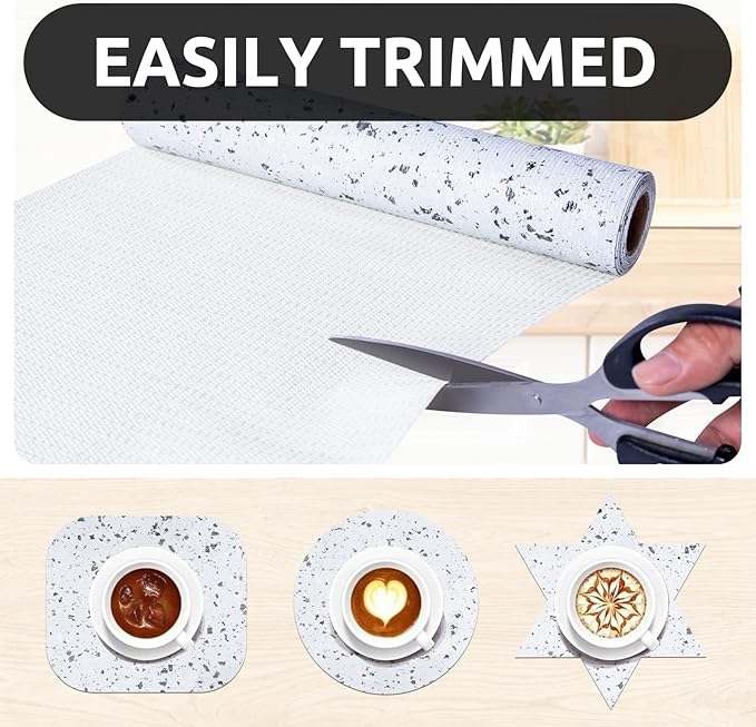 RAY STAR 12X120 Inch Shelf Liner for Kitchen Cabinets, Non-Adhesive Cabinet Liner Washable, PVC Drawer Liner for Dresser Non-Slip Bathroom (Stone)(2 Roll)