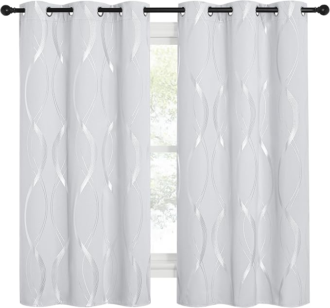 NICETOWN Greyish White Room Darkening Curtain Panels - Image 2