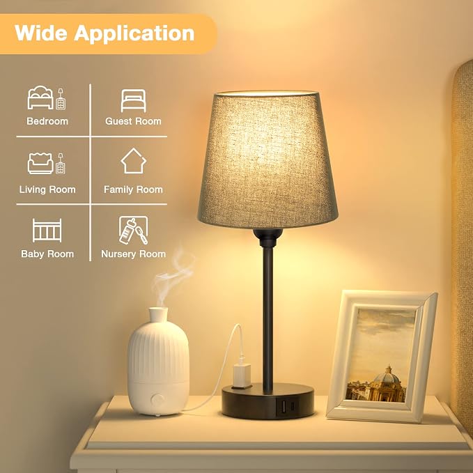 Black Bedside Lamps Set 2 for Bedroom - Image 6