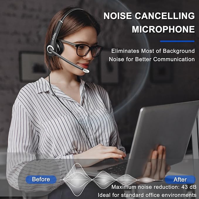 Callez Wired Computer Headset, 3.5mm/USB-C Headset with Mic Noise Cancelling, Cell Phone Headphone for PC Laptop Mac iPhone Samsung Zoom Teams Call Center Home Office Work, in-line Controls