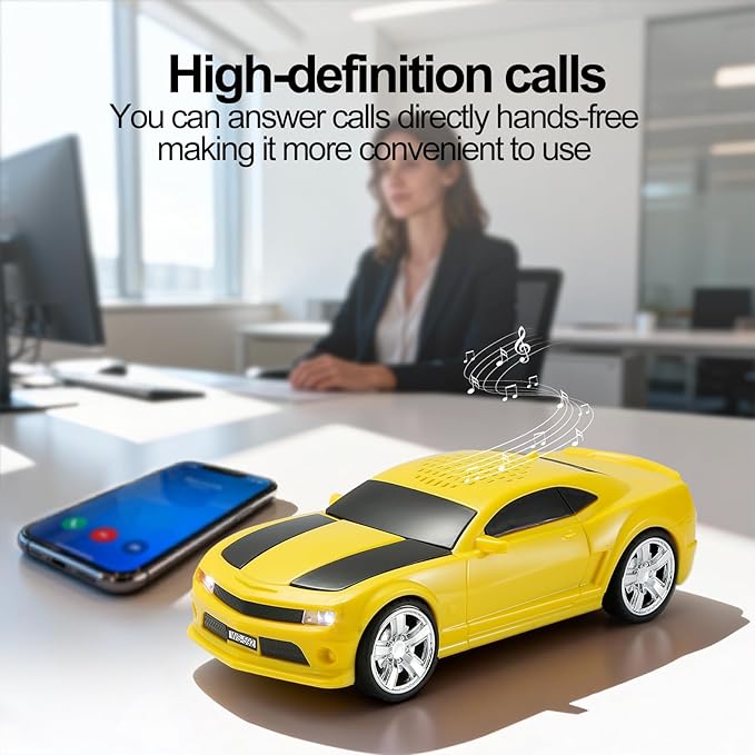 WSTER Classic Sports Car Model Bluetooth Speaker, Portable Wireless Outdoor Speaker with HD Sound, TWS Pairing, Truck Bluetooth Speaker, Parties & Home Audio (Yellow)