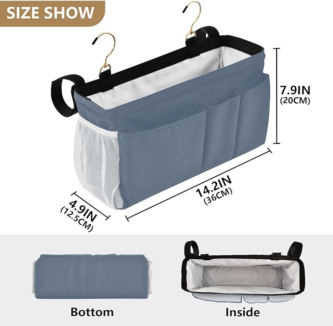 DOMIKING Dusty Blue Bedside Caddy - Image 4