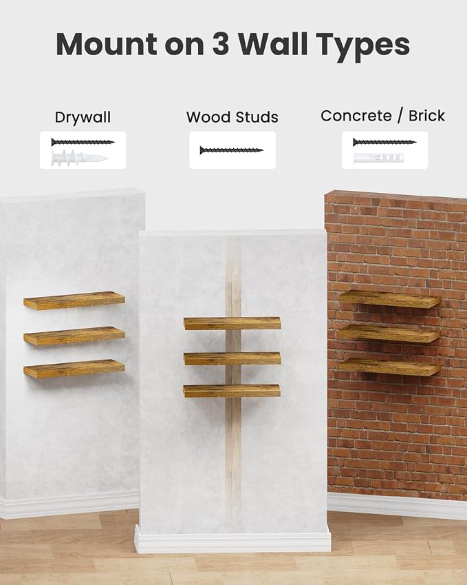 Amada 15.7" Floating Shelves for Wall Decor & Storage, Living Room, 22 lbs - Image 7