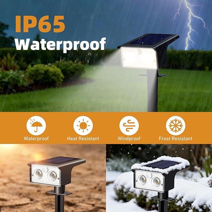 btfarm Solar Spot Lights Outdoor Waterproof, 12 Pack/3 Modes Motion Sensor Lights, Solar Powered Spotlights 2-in-1 Auto On/Off for Outside Pathway Yard Garden Landscape Lighting, Cool White
