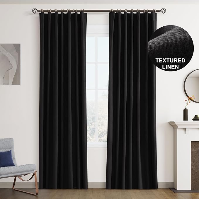 Joywell 100% Blackout Linen Curtains 84 Inches Long by Joywell
