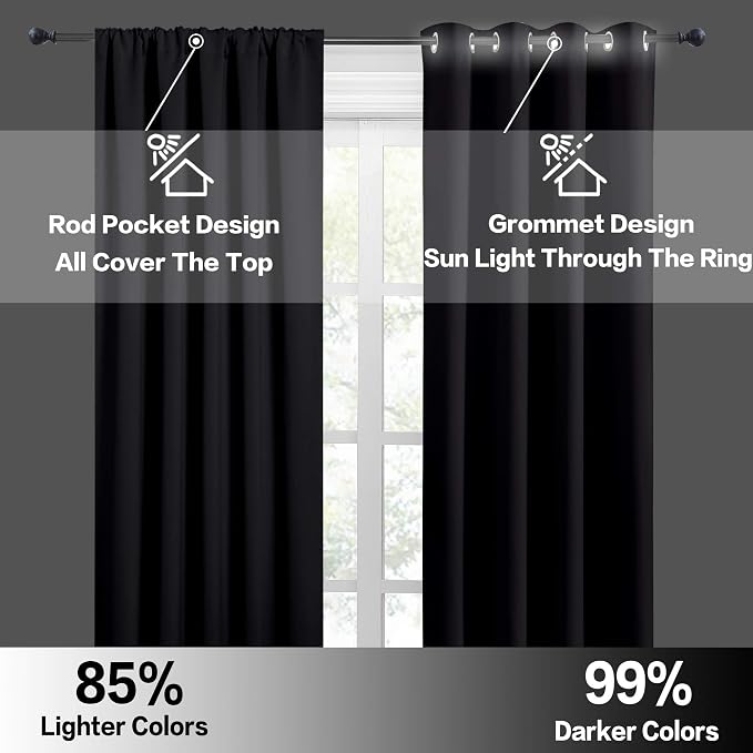 RYB HOME Short Blackout Privacy Curtains 30 inch Long - Image 5
