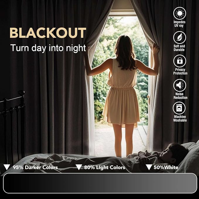 H.VERSAILTEX Bedroom Curtains Blackout Thermal Insulated Room Darkening Window - Image 7